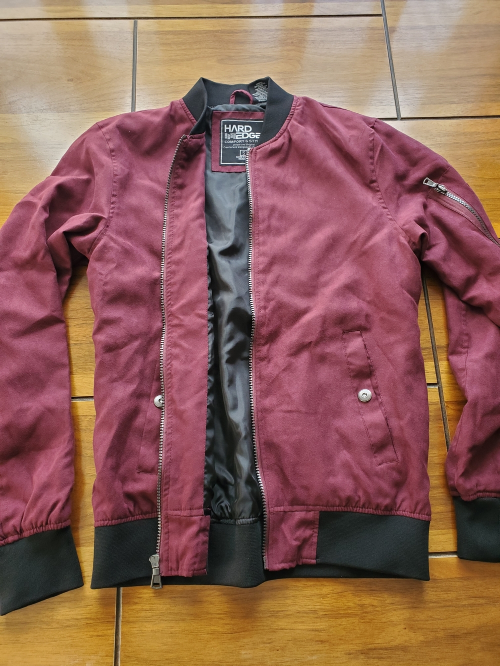 Men's Maroon Suede Bomber Jacket